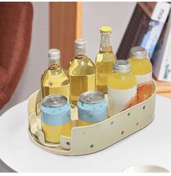 NEW Lazy Organizer Turntable Spice Rack Multipurpose Versatile Rotating Storage Tray Drink Dispenser for Kitchen Countertop- Milky White