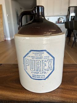 Circa 1920’s 5 Gallon Purex Stoneware Jug