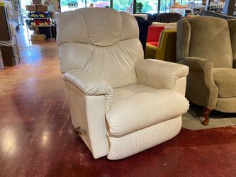 LA-Z-BOY White Faux Leather Manual Recliner Armchair
