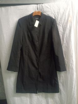 Express Dark Gray Button-Front Long Blazer Coat