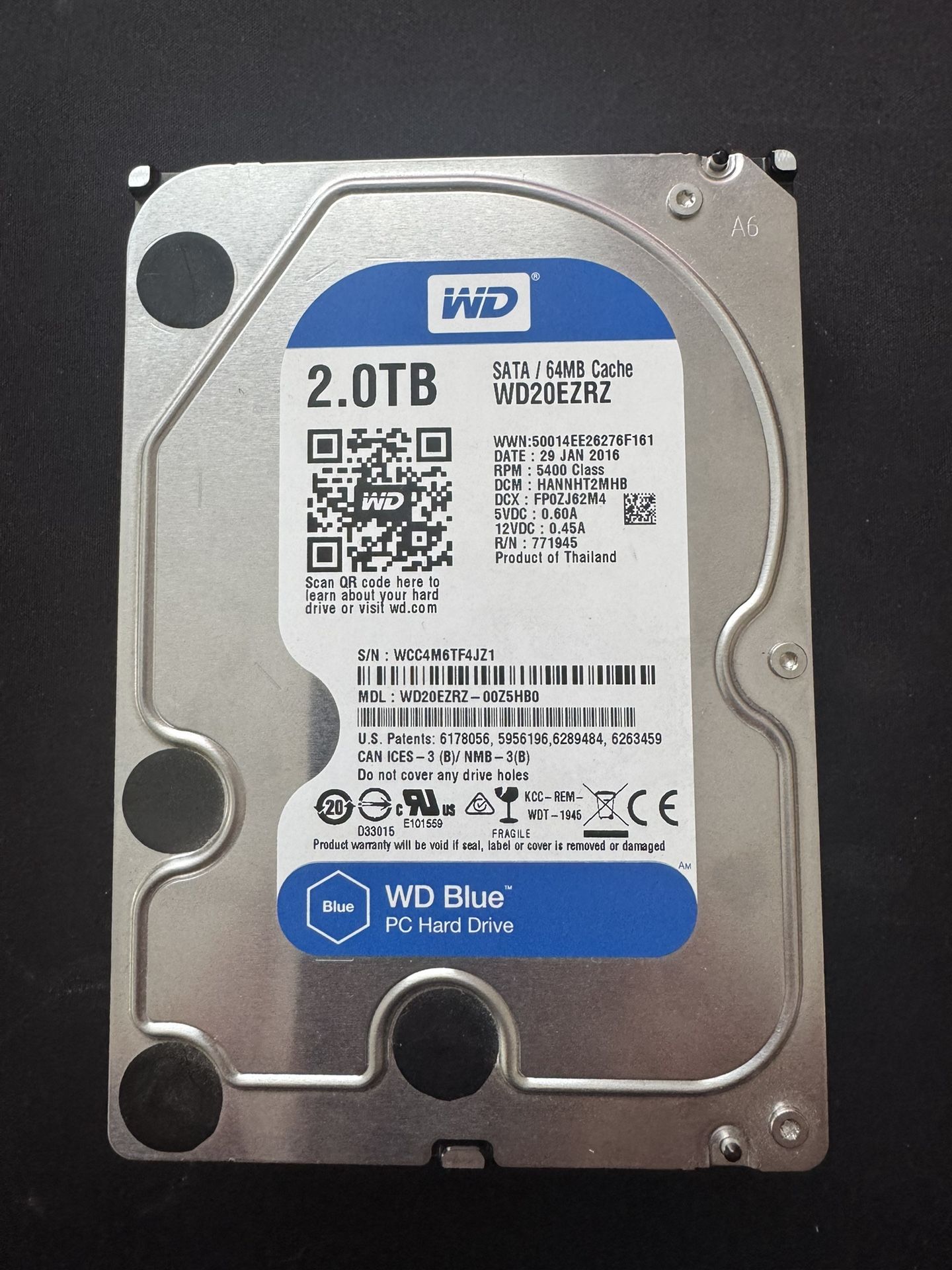 2TB WD Blue HDD Hard Drive