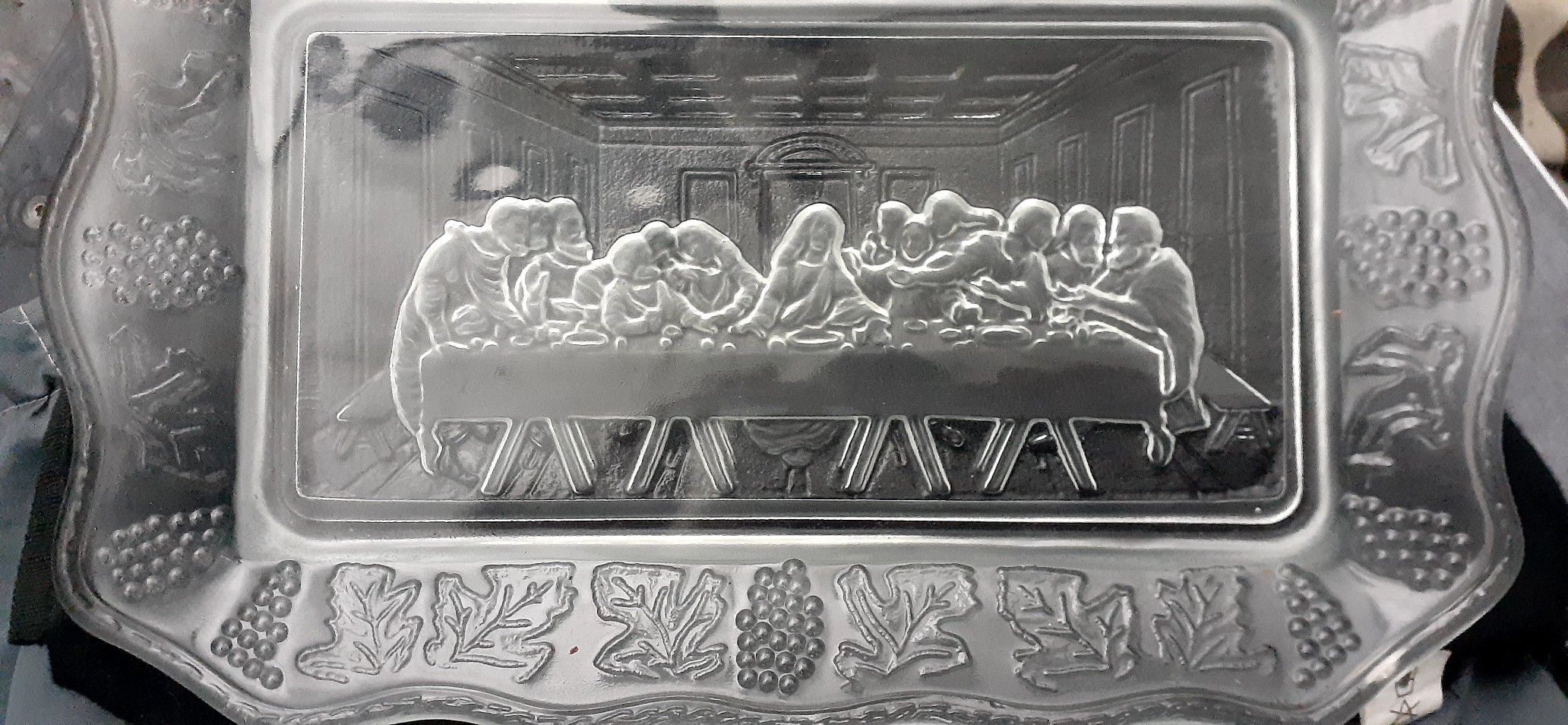 EAPG antique LORD'S last SUPPER BREAD plate PLATTER clear MODEL FLINT GLASS 1891