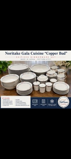 Noritake Gala Cuisine "Copper Bud" 53-piece dinnerware set, pattern #7911,