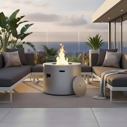32 inch Round Firepit Table for Patio Gray