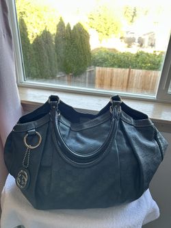 Gucci Metallic Blue Guccissima Large Sukey Tote