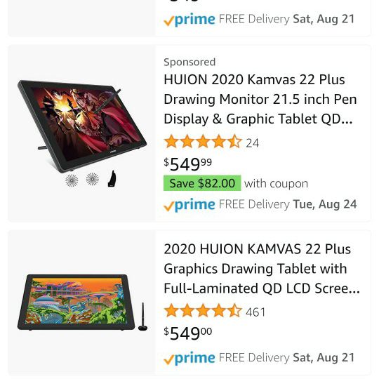 HUION KAMVAS 22 Graphic Tablet with Screen Drawing Monitor 21.5