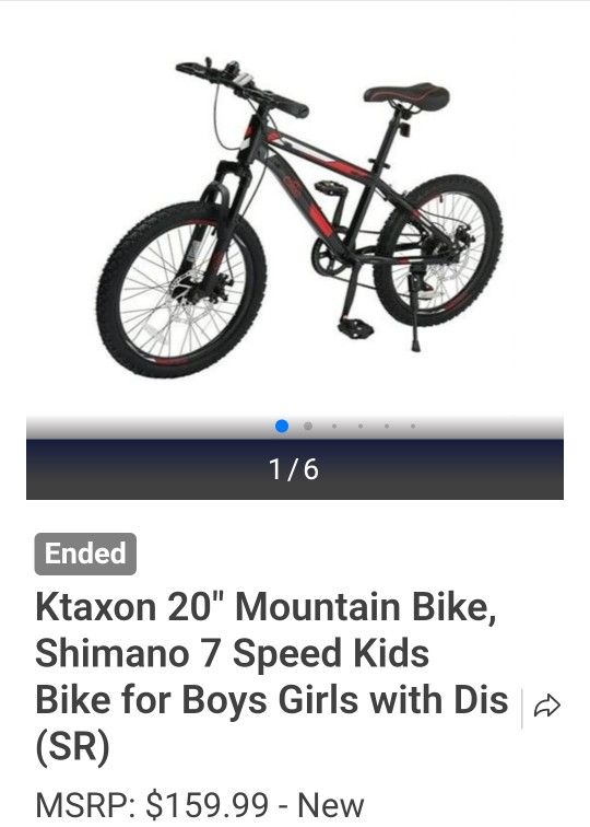 Ktaxon 20" Mountain Bike, 7 Speed Bike with Disc Brakes, Black
