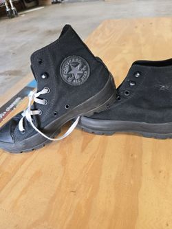 Converse all star lug sole all black high tops W7 M5