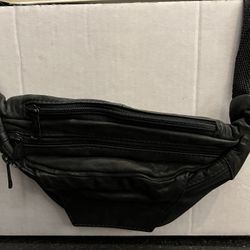 Vintage Black Leather Fanny Pack