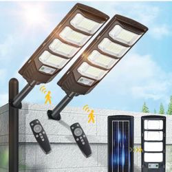 2 Pack Solar Street Lights Outdoor Waterproof 6500K 12000LM 5730SMD LEDs Solar Flood Lights Dusk to