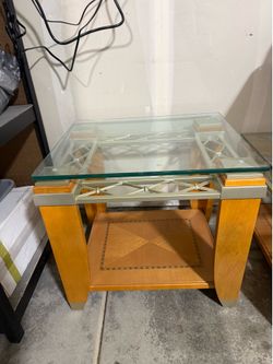 Free!!! 2-Piece Wood & Glass Coffee Table and End Table Set