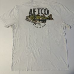 AFTCO White T-Shirt with Fish Graphic size large
