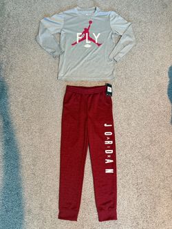 BRAND NEW Jordan Sweat Pants & Dri-Fit Shirt Boys L