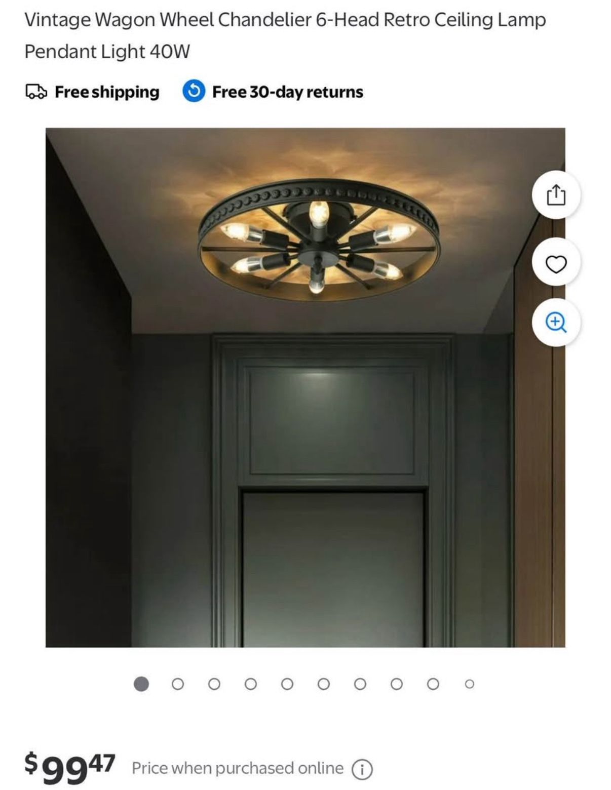 Vintage Wagon Chandelier 6 Light Brand New