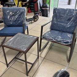 SUNCROWN Outdoor Furniture 3-Piece Rocking Bistro Set Brown Wicker with Cushions & Glass Coffee Table 