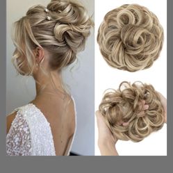 CJL HAIR Large Messy Bun Hair Piece Wavy Curly Scrunchies Synthetic Chignon Ponytail Hair Extensions Thick U
