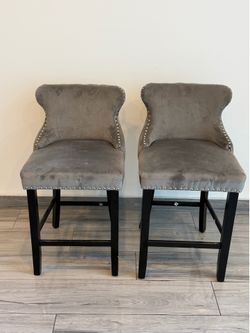 Gray velvet bar stools