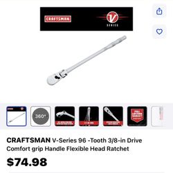 CRAFTSMAN V-Series 96 -Tooth 3/8-in Drive Comfort grip Handle Flexible Head Ratchet