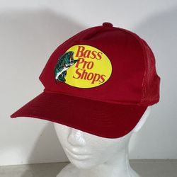 Bass Pro Shops Logo ~ Mesh Snapback Hat Fishing & Outdoors ~ Cardinal Red
