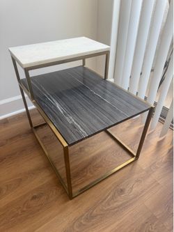CB2 2 Tone Marble Side Table