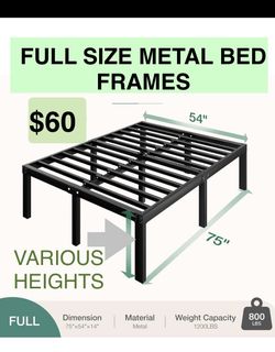 10”, or 14” or 16” Full Size Bed Frames- Metal Platform Full frame  /Mattress not Included/Heavy Duty /Mattress not Included/Steel Slat Mattress Found
