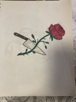 Custom Rose and Knife Drawing 