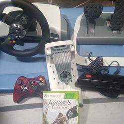 XBOX 360 LOT Steering Wheel, Pedal, Kinect & MORE