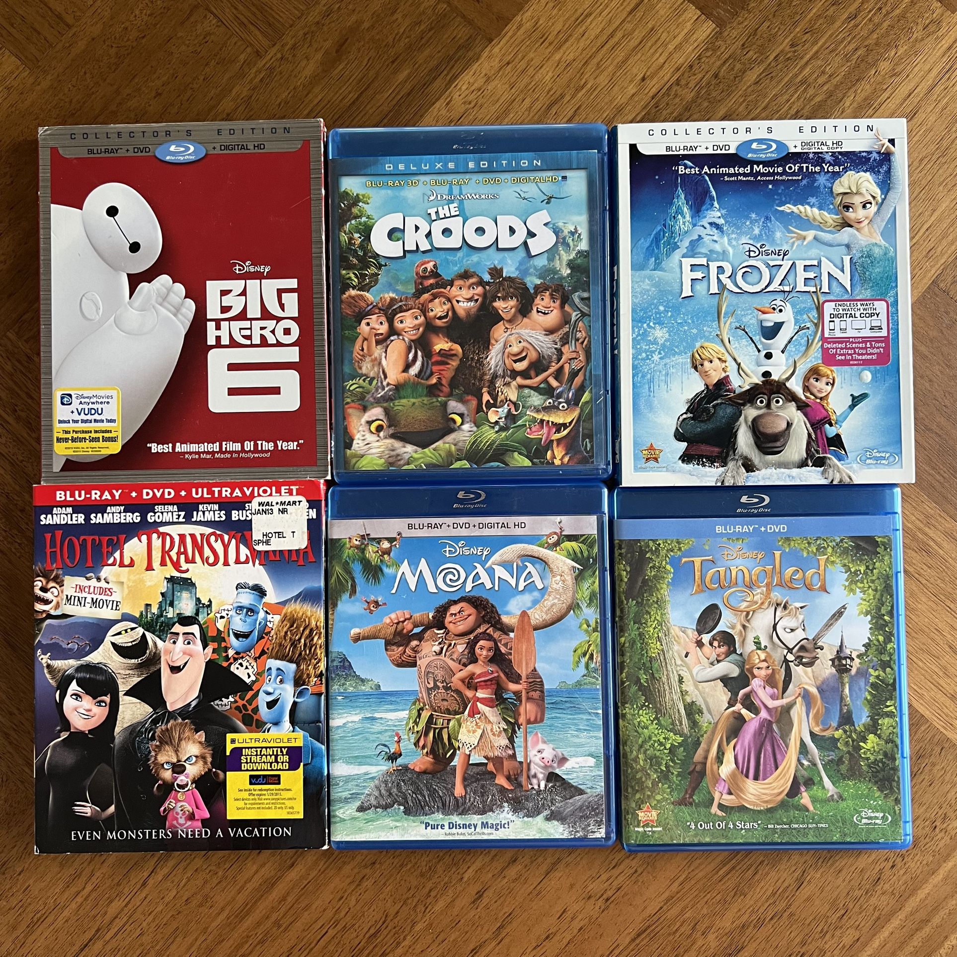 Lot of 6 Children’s & Kid’s Disney Pixar Cartoons Blu-ray DVD Movies