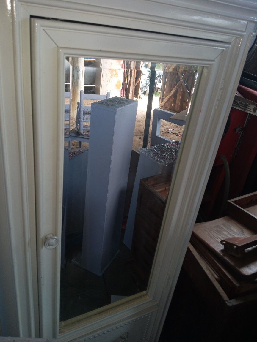 Beautiful Beveled Mirror Storage Cabinet
