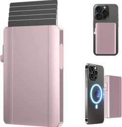 Magnetic Wallet for Magsafe Wallet, Strong Magnetic Card Wallet Holder, Holds Up to 5 Cards for iPhone 15/14/13/12 Pro Max Plus & MagSafe Case, pink o
