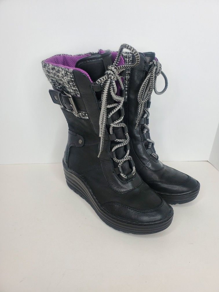 Bionica Garland Womens 6M Black Purple Classic Outdoor Leather Boots 