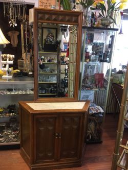 Vintage wood Shelf w/ Mirror