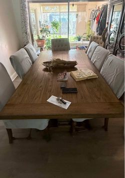 Large Wood Dining Table with Chairs