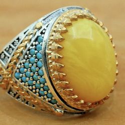  Mens Ring 925 Agate  Sterling Silver Ottoman Ring Gemstone Size 10