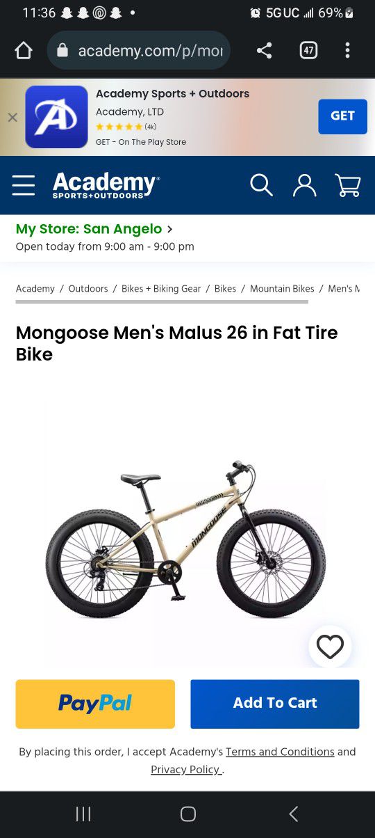 Mongoose Fat TIRE 26in BIKE
