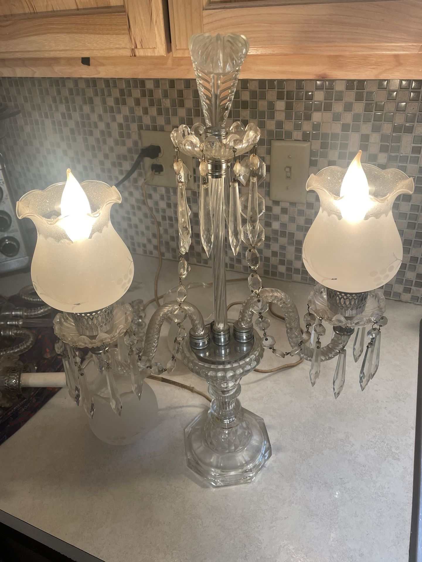 Pair Of Vintage Crystal Lamps