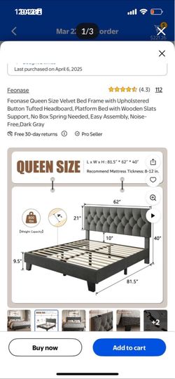 Grey Queen bed frame