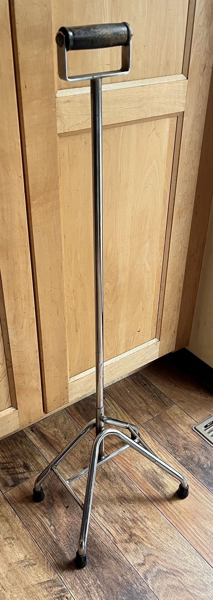 Wood Handle Metal Cane with Quad Base