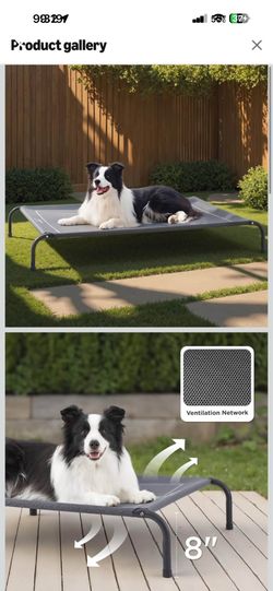 Bedsure Outdoor Elevated Dog Bed Large Sized Dog, Portable Indoor & Outdoor Cooling Raised Cot Pet Hammock Bed with Skid-Resistant Feet, Frame with Br