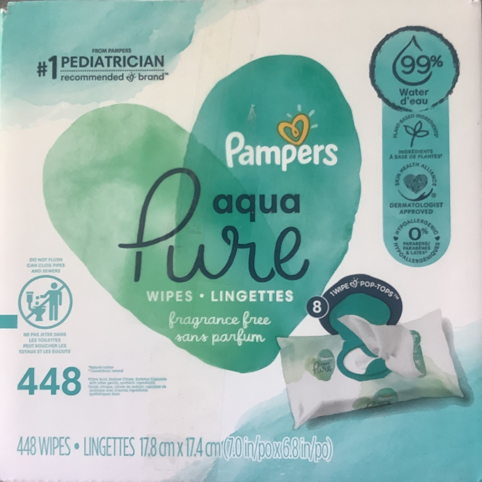 Pampers Aqua Pure Wipes 448 Count $18