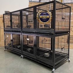 Dog Cage Kennel Size 43 With Divider And Feeding Bowls Set Of 4 New In Box 