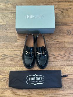 Thursday Boot Co Black & Gold Penny Loafers Womens Size 8 Lug Sole Platform Shoe