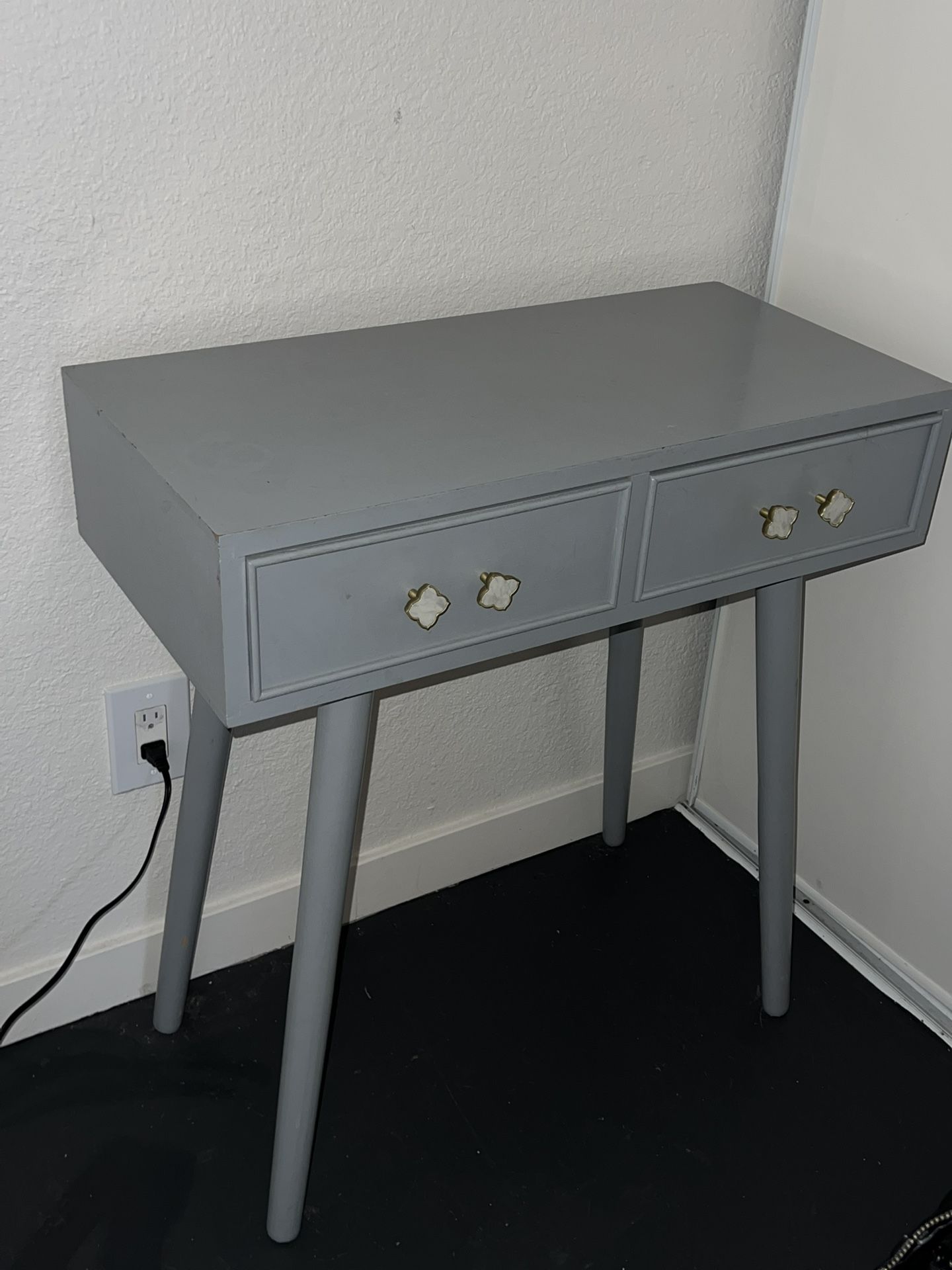 Soft Gray Vanity/Desk w/ Gold Detail