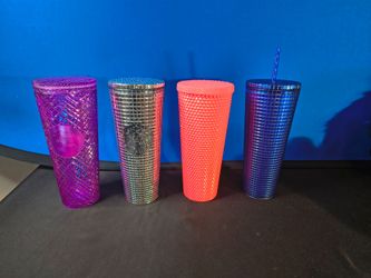 4 New Starbucks 36 inch Assorted Tumblers With Lids