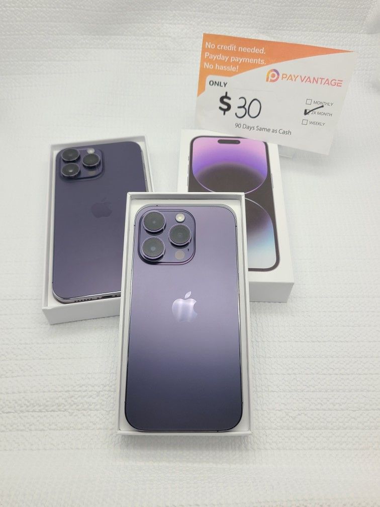 APPLE IPHONE 14 PRO MAX 128GB UNLOCKED. FREE SMARTWACH/ HEADPHONES. PAY $1 TODAY REST IN PAYMENTS.NO CREDIT NEEDED FINANCING