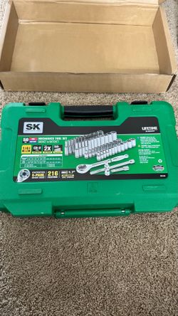 SK 1/4" Drive Socket Set with 216-P Quick-Release Ratchet, 50-Piece, SAE & Metric, SuperKrome Finish, Premium CR-V Construction, with Storage Suitcase