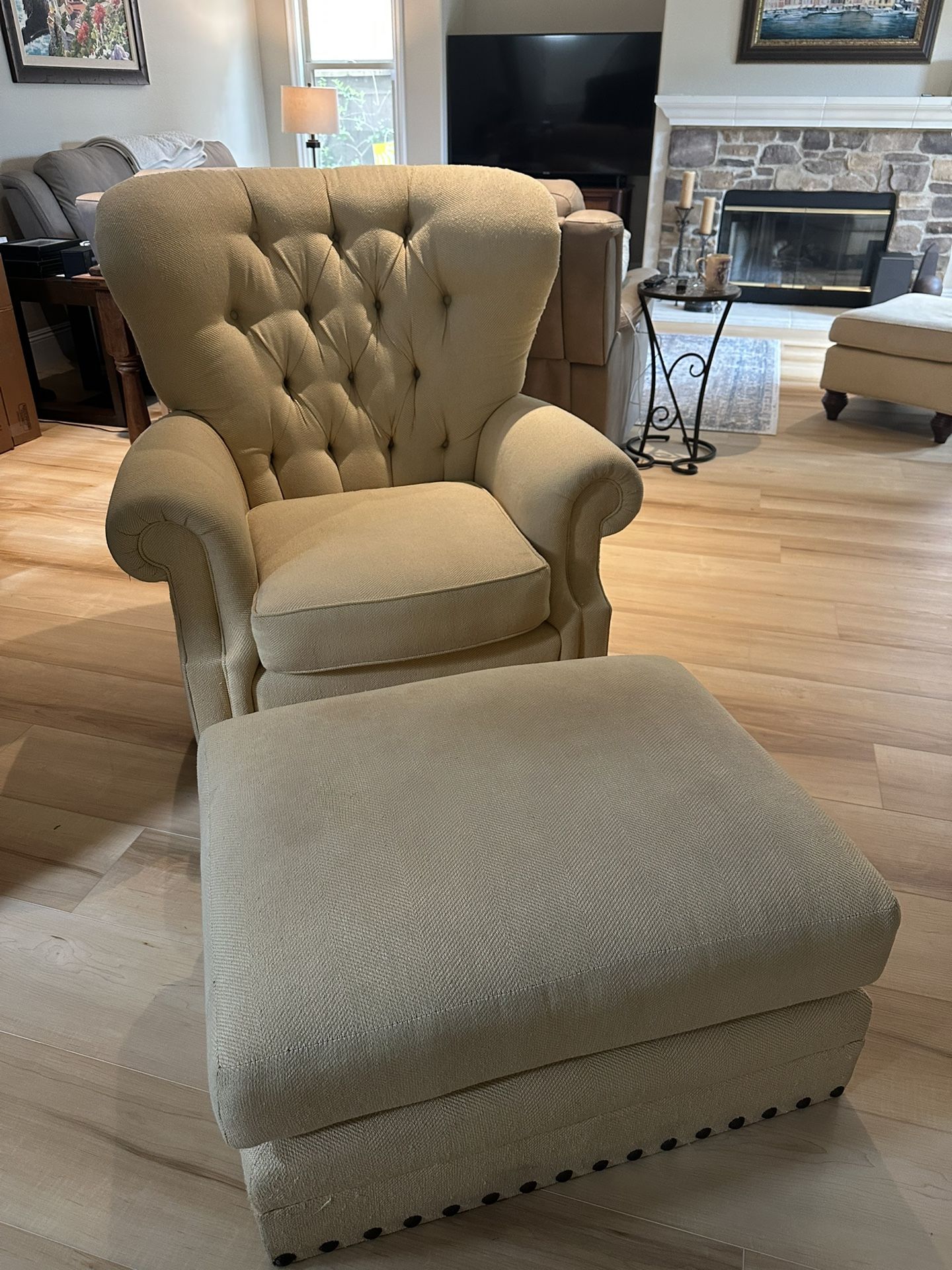 Wingback Chair With Ottoman