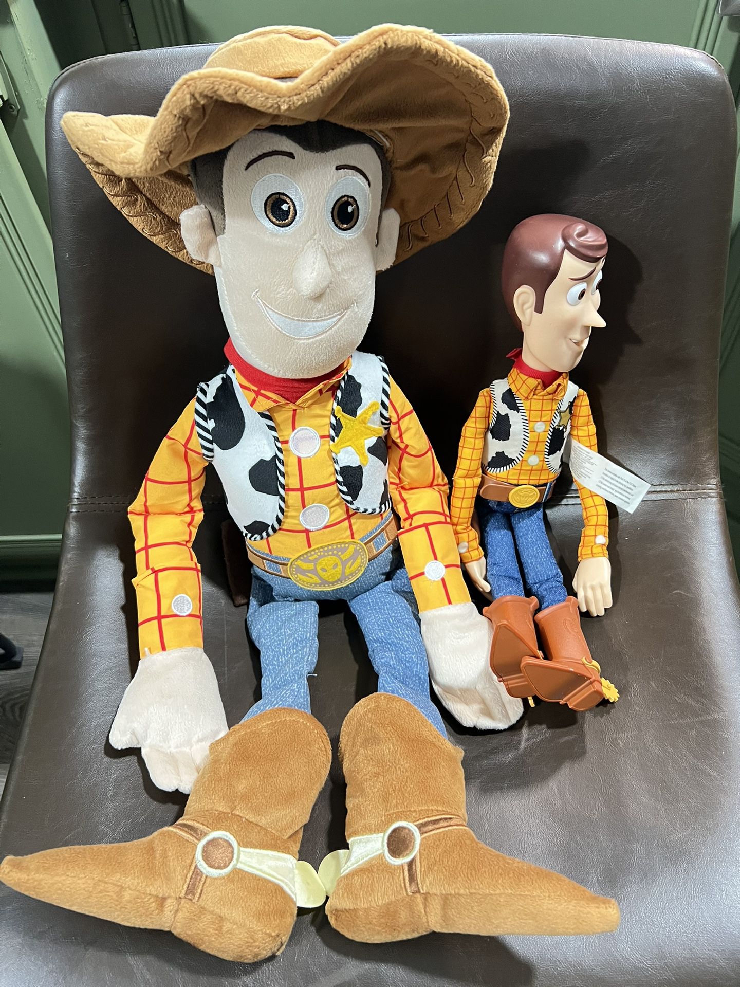 Toy Story Disney Pixar Toy Story Wood  Figure Talking SIGNATURE COLLECTION Doll 15”  Disney Pixar Woody Plush 28” 2 pieces 