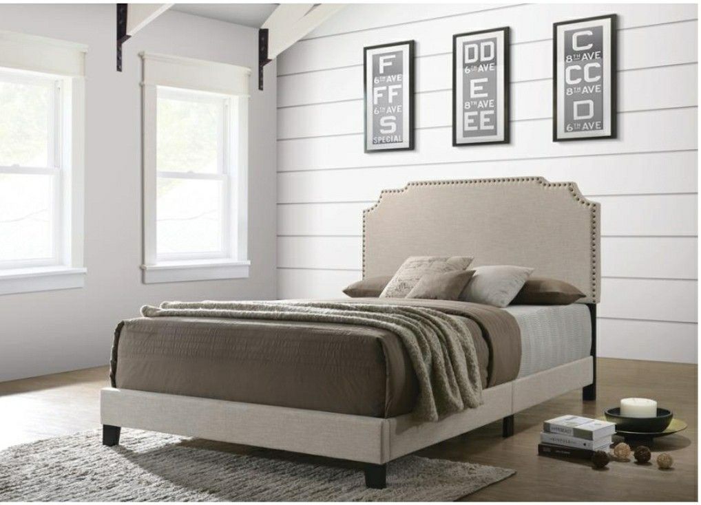 brand new king bed frame. grey or tan