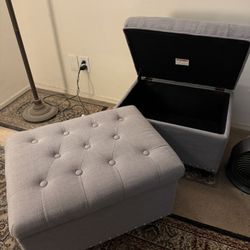 TWO OTTOMANS WITH STORAGE